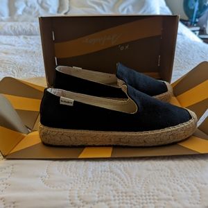 Soludos Black Canvas Platform Espadrille -" smoking slipper"